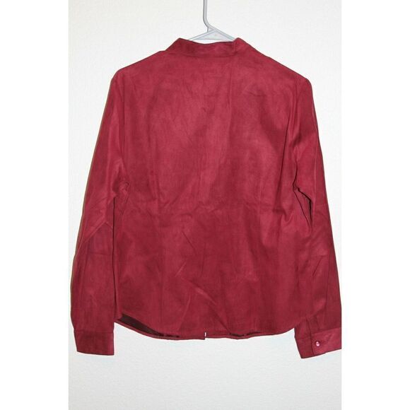 Dressbarn Top Large Red Womens Button Front Faux Seude Colorful New - Picture 4 of 4